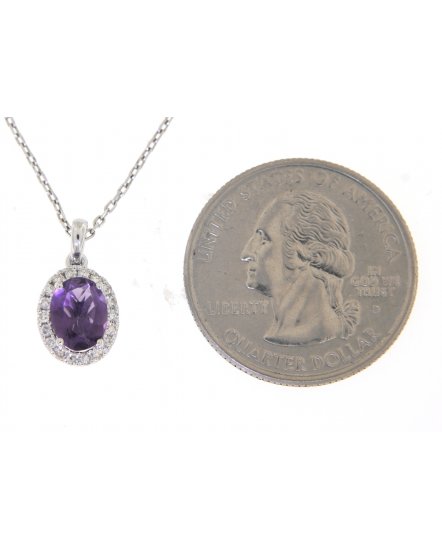 OVAL COLORED STONE DIAMOND PENDANT (VP405)