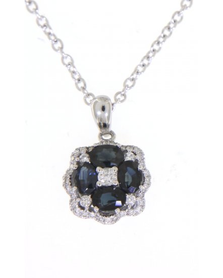 FLORAL STYLE COLORED STONE DIAMOND PENDANT (VP410)