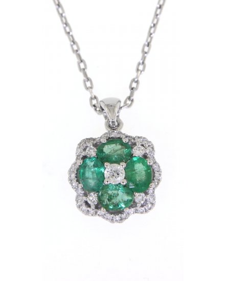 FLORAL STYLE COLORED STONE DIAMOND PENDANT (VP410)