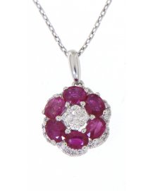 FLORAL STYLE COLORED STONE DIAMOND PENDANT (VP413)