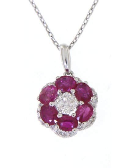 FLORAL STYLE COLORED STONE DIAMOND PENDANT (VP413)