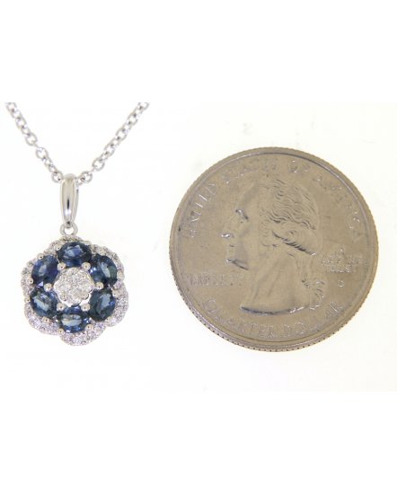 FLORAL STYLE COLORED STONE DIAMOND PENDANT (VP413)
