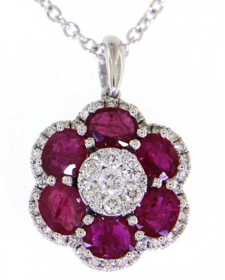 FLORAL STYLE COLORED STONE DIAMOND PENDANT (VP418)