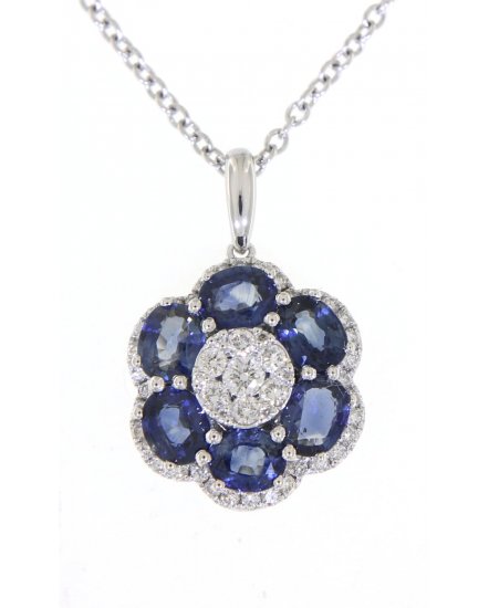 FLORAL STYLE COLORED STONE DIAMOND PENDANT (VP418)