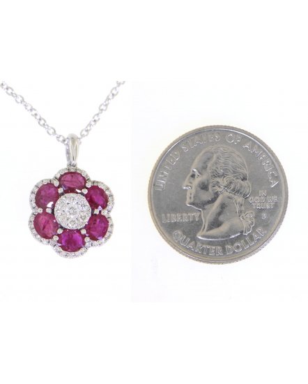 FLORAL STYLE COLORED STONE DIAMOND PENDANT (VP418)