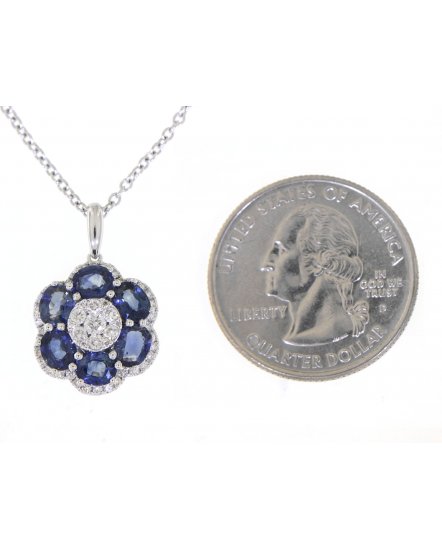 FLORAL STYLE COLORED STONE DIAMOND PENDANT (VP418)