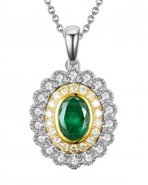 OVAL EMERALD DIAMOND PENDANT (VP438)