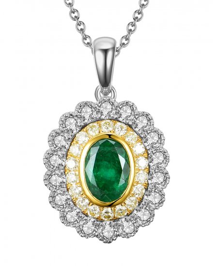 OVAL EMERALD DIAMOND PENDANT (VP438)