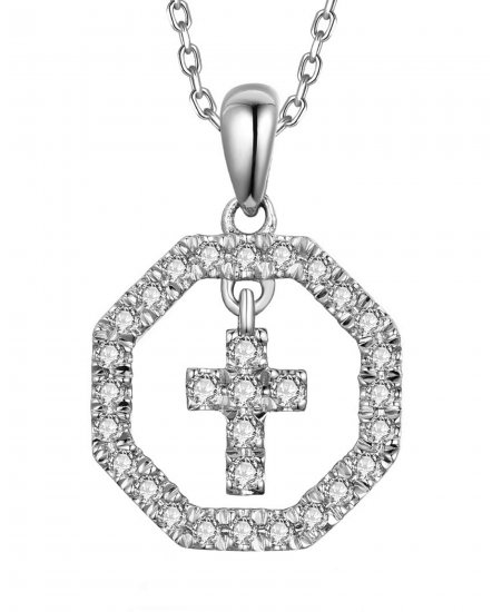 OCTAGON STYLE CROSS DIAMOND PENDANT (VP496)
