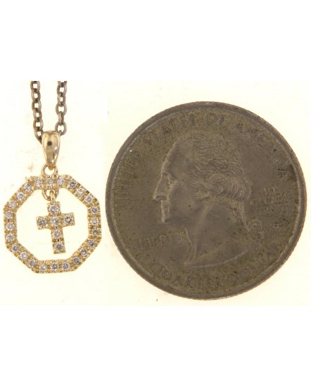 OCTAGON STYLE CROSS DIAMOND PENDANT (VP496)