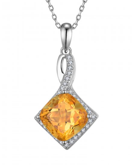 CUSHION SHAPE CITRINE DIAMOND PENDANT (VP506)