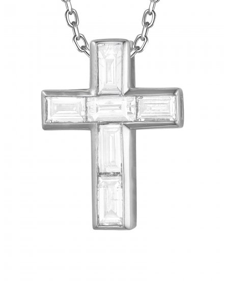 CROSS BAGUETTE DIAMOND PENDANT (VP511)