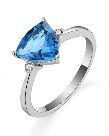 TRIANGLE SWISS BLUE TOPAZ DIAMOND RING (VR477)