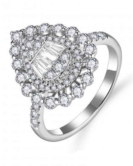 PEAR STYLE BAGUETTE DIAMOND RING (VR491)