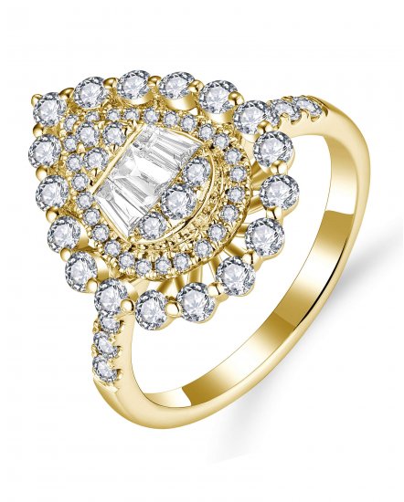 PEAR STYLE BAGUETTE DIAMOND RING (VR491)