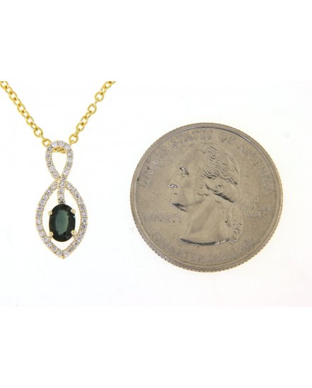 MARQUISE STYLE OVAL COLORED STONE DIAMOND PENDANT (SP392)