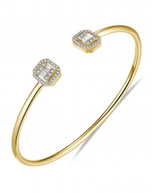 BAGUETTE DIAMOND CUFF STYLE BANGLE BRACELET (TB541)