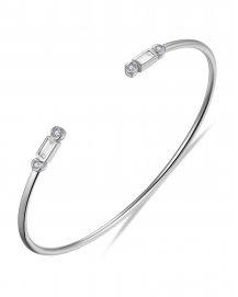 BAGUETTE DIAMOND CUFF STYLE BANGLE BRACELET (TB561)