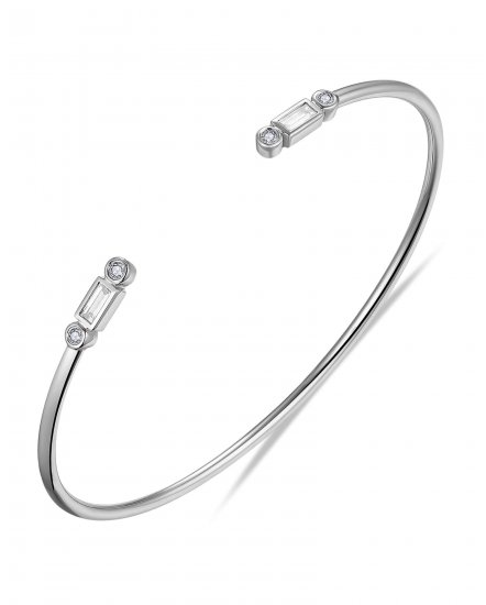 BAGUETTE DIAMOND CUFF STYLE BANGLE BRACELET (TB561)