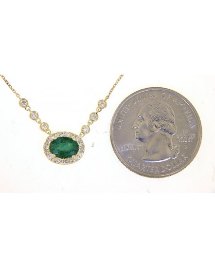 OVAL COLORED STONE DIAMOND NECKLACE (TN449)