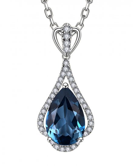 PEAR SHAPE LONDON BLUE TOPAZ DIAMOND PENDANT (TP3525)