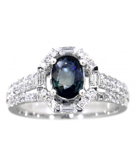 OVAL SAPPHIRE DIAMOND RING (TR1198)